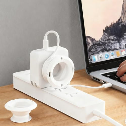 3-Pack Silicone Foldable Charger Cord Organizer – Collapsible Cable Winder & Appliance Cord Holder Compatible with MacBook, PC, USB-C Chargers, and Adapters, Cruise Travel Essentials 2025 (White)