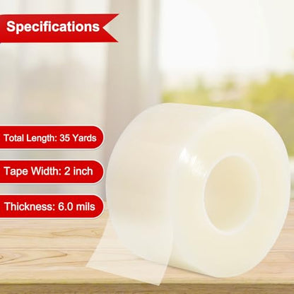 Transparent Window Seal Weather Sealing Tape 2 Inch x 35 Yards Weather Stripping Residue Free Clear Window Insulation Tape for Shower Glass Gaps and Doors Windproof Tape - size: 2 IN - 35 Yards Clear