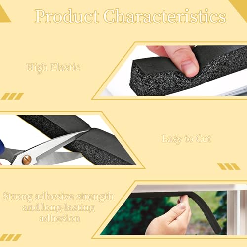 Window Air Conditioner Foam Tape -2 Rolls, 1 Inch Wide x 1/2 Inch Thick Weather Stripping Door Seal Strip for Insulation, Weatherstrip, Gap Blocker,Total 13Feet Long