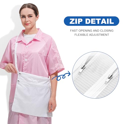 13 x 14 Inch Anti-static Cleanroom Crossbody Tool Bag,Storage Bag for Work & Travel（White） - color: White