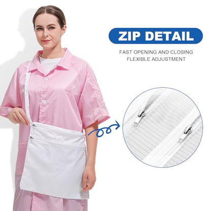 13 x 14 Inch Anti-static Cleanroom Crossbody Tool Bag,Storage Bag for Work & Travel（White） - color: White