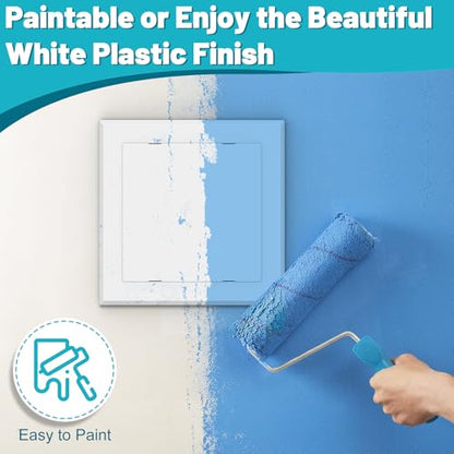 Self-Adhesive Access Panel, 6-1/4" x 6-1/4", Heavy-Duty ABS Plastic Wall Access Panel, Wall Hole Cover for Plumbing, Electrical Cables, Wiring, Easy to Install, White