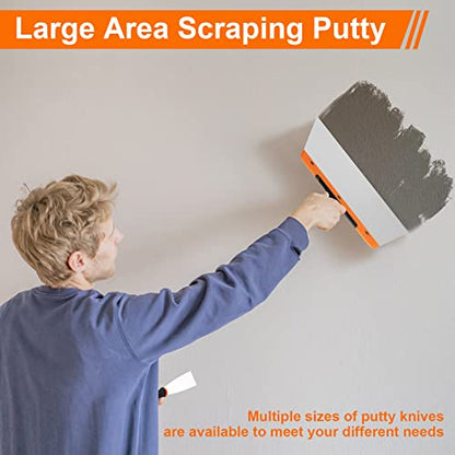 THINKWORK Putty Knife Set - 14Pcs Stainless Steel Paint Scraper Tools, Drywall Knife Set for Removing Wallpaper, Repairing Drywall, Applying Putty, Taping, Scraping Plaster, Cement, Adhesive