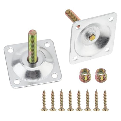 8 Sets Leg Mounting Plates Kit, M8 Thread Furniture Sofa Legs Attachment Plates T-Plate for Repairing Damaged Sofa Couch Seats, with Hanger Bolts, Screws(8, White) - color: Silver