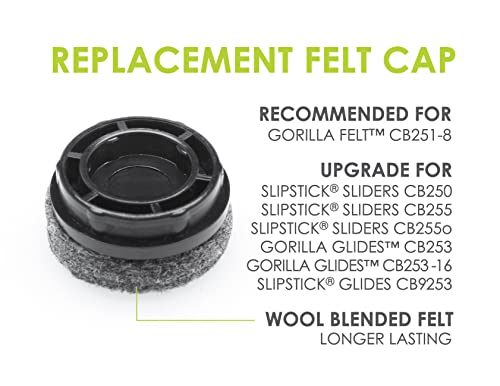 Slipstick GorillaGlides Replacement Slider Caps Screw-in Sliders (1 Inch Felt) - size: 1 Inch Felt