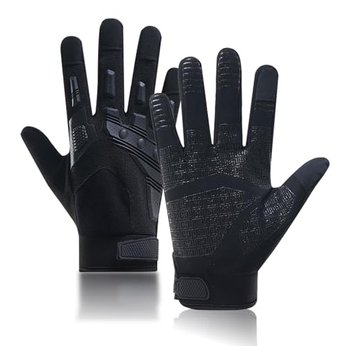 Tactical Gloves for Men, Safety Work Gloves with Outstanding Grip for Outdoor, Sports, Motorcycle and Work - color: Black, size: Medium