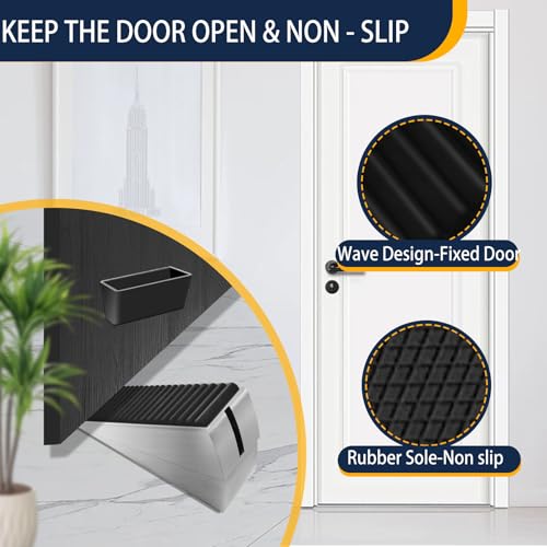 Heavy Duty Door Stopper Adjustable Spring Large Stoppers Wedge, Tall up to 3 Inches Doorstop Stainless steels Made Suits Any Heavy Doors - size: Silver-Adjustable