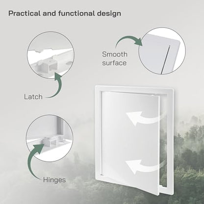 Vent Systems White ABS Plastic Access Panel 12 x 16 Inch (Cut-Out) - Access Panel with Door for Drywall, Wall, Ceiling - Electrical and Plumbing Service Inspection Door for Indoor Use - size: 12 X 16 Inch / 300 X 400 Mm