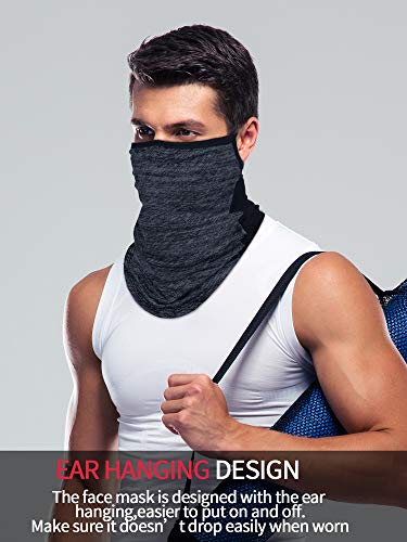 SATINIOR 4 Pcs Neck Gaiter with Ear Loops Neck Covers Bandana Cloth Face Gaiter Mask for Men Women Summer Non Slip Headwear - color: Blue, Dark Grey