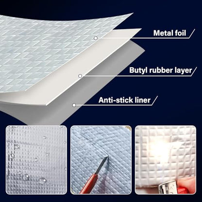 Butyl Tape Waterproof Sealing Tape 6Inch x 34Feet, Aluminum Foil Tape, Butyl Sealant Tape for Pipe Sealing, RV Repair, Window, EDPM Roof Leak Patching, Boat and Pipe Sealing - size: 6 inch x 34 feet
