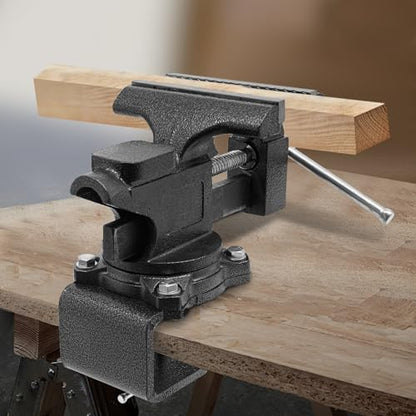Bench Vise, 4.5"/6" Heavy Duty Cast Iron Workbench Vise with Anvil, 2-in-1 270-Degree Swivel Multipurpose Vise, Table Clamp for Woodworking Drilling, Pipe Cutting, Welding and DIY (6in) - size: 6in