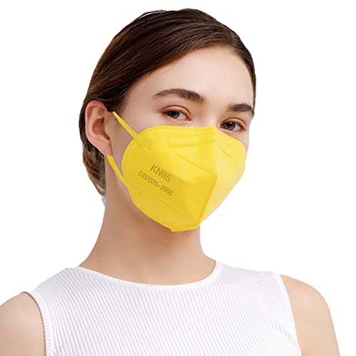 SAROULU 5-Layer Breathable Disposable KN95 Face Masks Respirator Cup Dust Safety Protection Mask - color: Yellow-20
