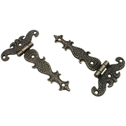 2PCS T-Shaped Wooden Box Hinge Zinc Alloy Antique Bronze Door Hinges for Furniture and Wooden Boxes