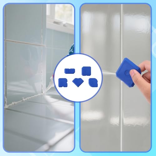 10pcs Silicone Cramer Spreader Caulking Tool Set Kit, Sealant Profiling Finishing Smoothing Mastic Tool Caulk Remover Reusable Grout Scraper Applicator for Kitchen Bathroom Floor Window & Sink (Blue) - color: Blue