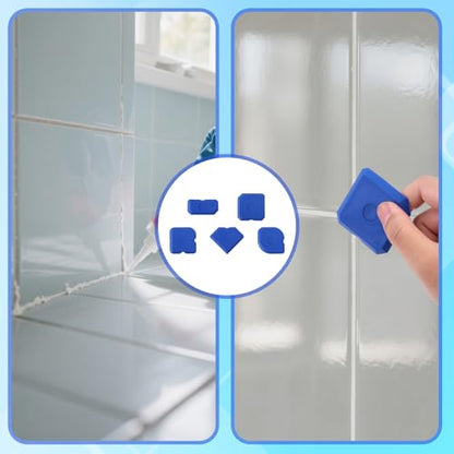 10pcs Silicone Cramer Spreader Caulking Tool Set Kit, Sealant Profiling Finishing Smoothing Mastic Tool Caulk Remover Reusable Grout Scraper Applicator for Kitchen Bathroom Floor Window & Sink (Blue) - color: Blue