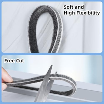 Door Gap Sliding Window High Viscosity Sealing Strip (0.4"x0.4"x32.8FT), Shock Absorbing Buffer Sound and Noise Reduction, Weatherproof Sealing Strip (Grey) - size: 0.4"x0.4"x32.8FT