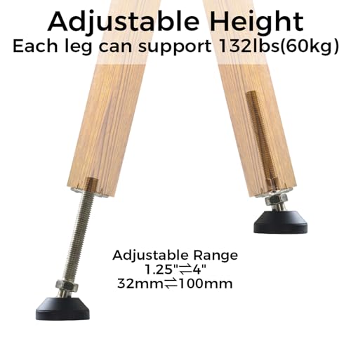 Adjustable Furniture Leg Levelers with Self-Tapping Screws, 1.25"-4" Height Range, 132 lbs Capacity per Leg (M10,4.1" Height,1.54" Diameter) - size: M10,4.1" Height,1.54" Diameter