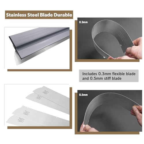 ROLLINGDOG 18 Inch Skimming Blade - 2pcs 0.5mm and 2pc 0.3mm Stainless Steel, Finishing Tools for Smoothing Wall and Ceiling - size: 18" Skimming Blade