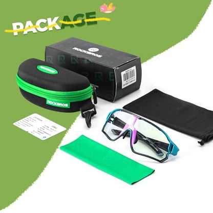 ROCKBROS Photochromic Sports Kids Sunglasses For Boys Girls Children Youth MTB Biking Sunglasses for Kids Ages 8 to 14 - color: Biue