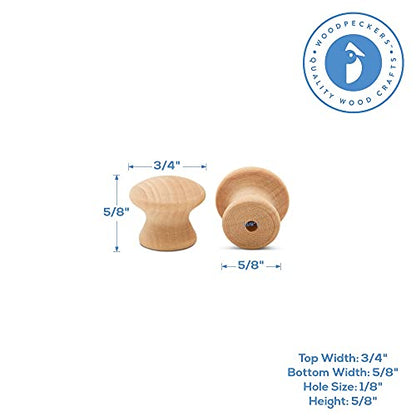 Woodpeckers 3/4-inch Unfinished Small Wooden Knobs - Pack of 25 for Cabinets, Dressers, Drawer Pulls, Furniture Replacement, and Crafts - size: 3/4 Inch