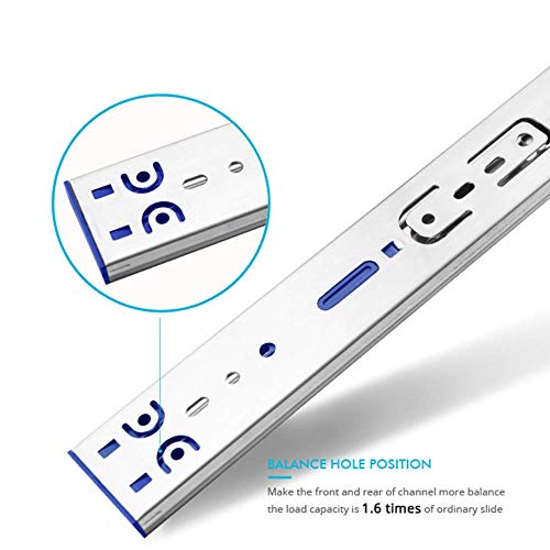 6 Pairs of 22 Inch Hardware 3-Section Soft Close Full Extension Ball Bearing Side Mount Drawer Slides,100 LB Capacity Drawer Slide - size: 22 Inch