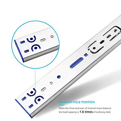 6 Pairs of 12 Inch Hardware 3-Section 100 LB Capacity Soft Close Ball Bearing Side Mount Drawer Slides - size: 12 Inch