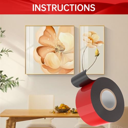 2 Rolls 16.4ft x 2in Double Sided Adhesive Tape Heavy Duty, Acrylic Foam Two Sided Mounting Tape, Mounting Strong Adhesive Waterproof Foam Double Stick, for Car Home Decor Indoor and Outdoor - size: 16.4ft x 2in (2pcs)