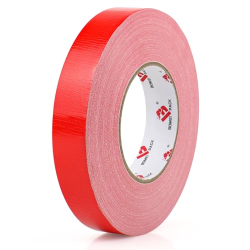 BOMEI PACK Colored Duct Tape,Small Roll,1 inch x 60 Yards,Heavy Duty Waterproof Duct Tape,No Residue,Tear by Hand,9 Mil Industrial Grade StrongTape for Repair,Crafts & Home Improvement (Red) - color: Red