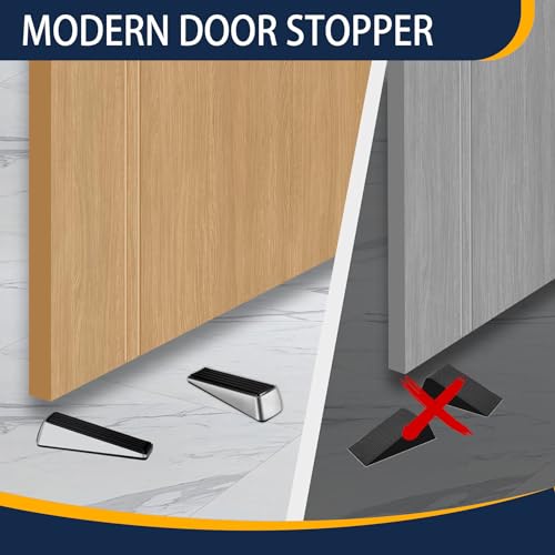 Door Stopper for Bottom of Door, Heavy Duty Door Stop Wedge Made of Premium Quality Zinc and Rubber Suits Any Heavy Door Any Smooth Floor - size: Silver-2 Pack Standard