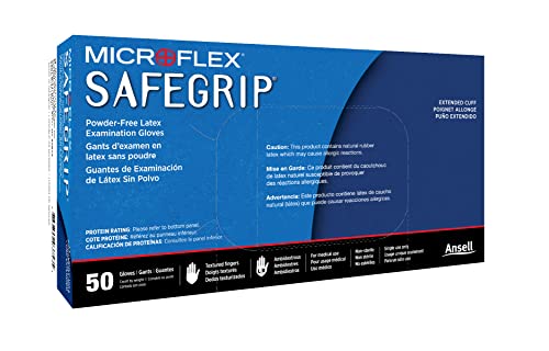 Ansell MICROFLEX SafeGrip SG-375 Exam Standard Gloves - Size L, Blue (Box of 50)