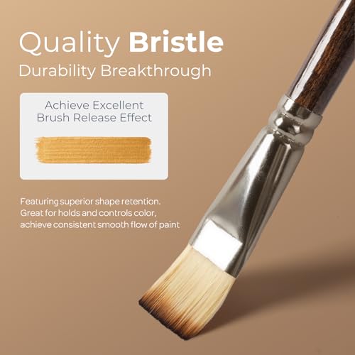 Nicpro 12PCS Artist Paint Brush Set, Craft Paint Brushes for Acrylic Painting, Oil, Watercolor, Gouache, Tempera, Face, Body, Fabric, Model, Art Supplies Paintbrushes for Artists Beginners (Wood) - color: Brown Wood