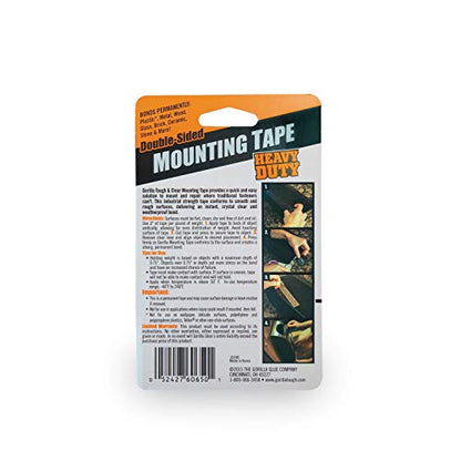Gorilla Heavy Duty Double Sided Mounting Tape, 1" x 60", Black, (Pack of 12) - size: 1" X 60"