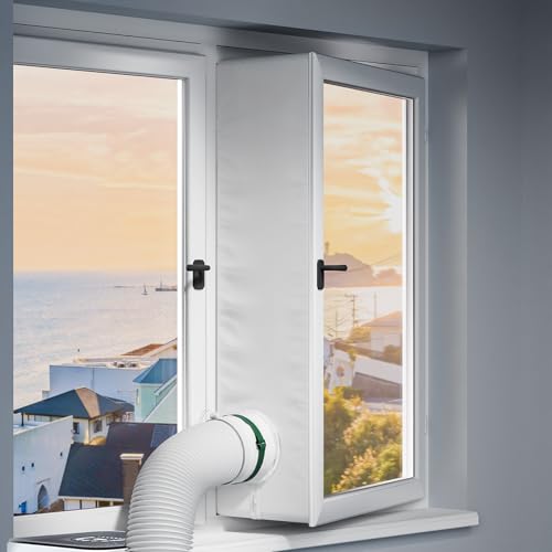 Loviga 500CM (196") Portable AC Window Seal, 100% Airtight Casement Window Vent Kit Seal Kit for Portable Air Conditioner & Ventilation System, Easy to Install for Crank Out/Awning/Skylights Window - color: White-196"(500cm)