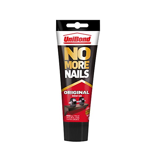 UniBond No More Nails Original, Heavy-Duty Mounting Adhesive, No Nails Strong Glue for Wood, Ceramic, Metal & More, White Instant Grab Adhesive, 1 x 234g Tube