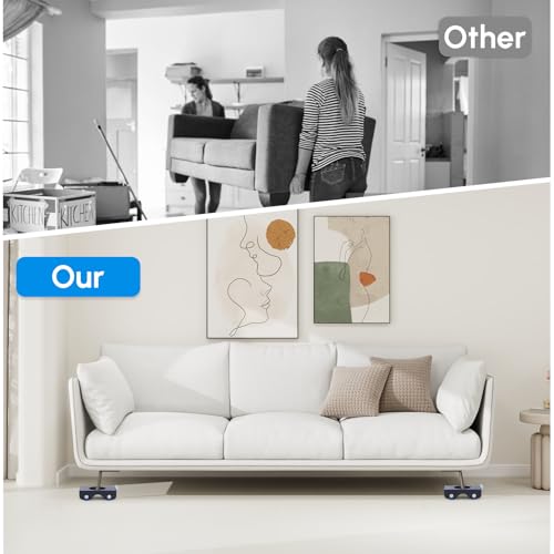 Furniture Sliders, Furniture Movers with Wheels 700LBS- 4 Metal Slider with Anti-Slip Pad（4 Brakes Each for Easy Moving, Heavy Duty Appliance Roller Dolly for Couches, Sofas +More. - size: 700LBS