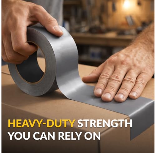 Brixwell Duct Tape Heavy Duty 3 Inch x 60 Yards Gray, Waterproof Adhesive Roll with Reinforced Cotton Mesh Backing, Professional Grade for Indoor Outdoor Repairs, Sealing, Bundling, Packaging Use - size: 3" x 60 yards