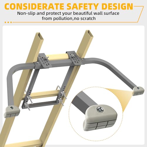 Ladder Stabilizer,Heavy Duty Steel Extension Ladder Stabilizer for Roof Gutter and Wall with Anti-Slip Rubber Feet,Ladder Standoff with Wing Span/Wall Extension Accessory(Silver Gray) - color: Silver Gray Pro