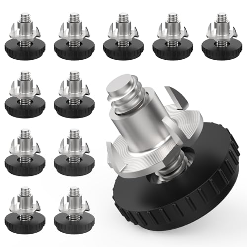 1/4" Furniture Leveling Feet with T-Nuts, 12 Pcs Stainless Steel Adjustable Leveling Feet, Screw on Table Leg Levelers for Table, Cabinets, Chairs, Stool Legs