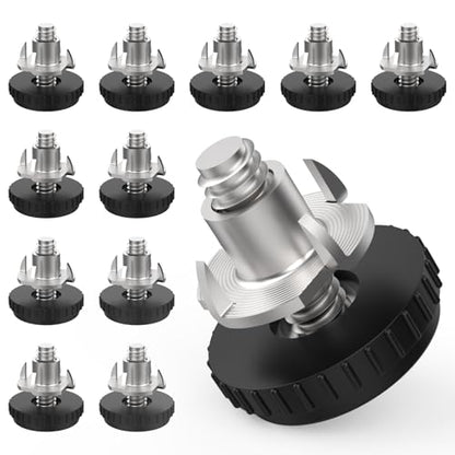 1/4" Furniture Leveling Feet with T-Nuts, 12 Pcs Stainless Steel Adjustable Leveling Feet, Screw on Table Leg Levelers for Table, Cabinets, Chairs, Stool Legs