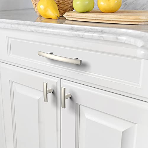 Amerdeco 10 Pack Brushed Satin Nickel Cabinet Knobs Single Hole Cabinet Handles 2 Inch Solid Zinc Alloy Cupboard Drawer Knobs Kitchen Cabinet Knobs T Bar Hardware ZH0003BSNK - color: Brushed Satin Nickel, size: Knobs