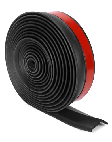 QWORK 20 Ft Rubber Universal Garage Door Bottom Seal - Weatherproofing Insulation Strip with Self-Adhesive Design and Easy Installation Kit - Durable Garage Door Weather Stripping