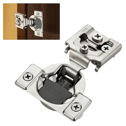 10 Pack (5 Pairs) 3/4" Overlay Soft Close Cabinet Hinges, Satin Nickel Stainless Steel Concealed Hinges with 3D Self-Closing for Face Frame Doors & Kitchens - size: 3/4 inch Overlay