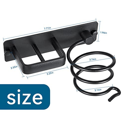 YUET Hair Dryer Holder Hairdryer Station Wall Mounted Shelf Bracket Straightener Stand Hanger Organizer Blow Storage with Cable Tidy Rack for Dressing Table Bathroom Aluminum Professional, Black - color: Black