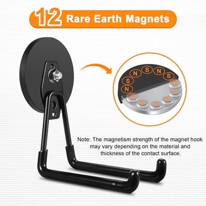ENUODA Strong Magnetic Hooks Heavy Duty Large Magnet Garage Hooks Storage Hook Utility Magnet Tool Holder for Metal Cabinet, Pegboard, Shelve, Tool Chest, Shovel, Broom, Garden Tools, 2PCS - color: Black