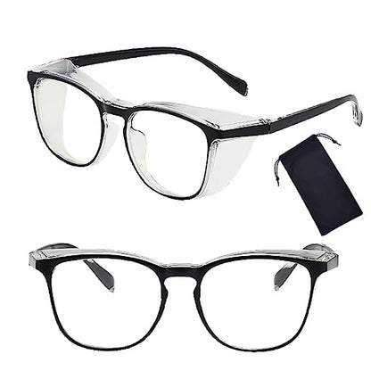 Safety Glasses for Men Women, Anti Fog Safety Goggles Comfortable Blue Light Blocking UV Protective Adult Nurse - color: Black 1pack