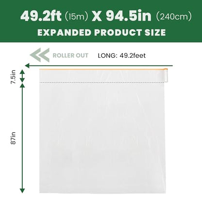 Voomey Pre-Taped Masking Film, Painters Tape with Plastic Attached, Automotive Painters Tape and Drape for Appliances, Furniture, Wood Surfaces & DIY Projects - 8ft x 49ft - size: 2400mm*15m, style: Standard Roll