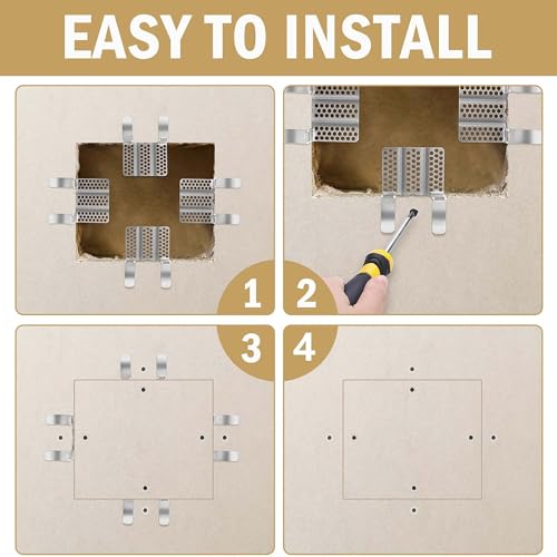 moonoom 12 Pack Drywall Repair Clips, 1/2 inch Drywall Fastener Clip with 24 Screws, Stainless Steel Wall Patch Clips for Damaged Walls Repairing - color: 12 Pcs