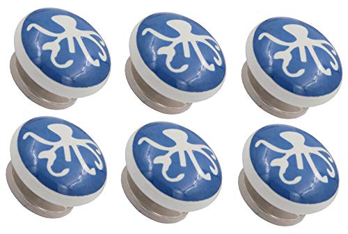 THDC Nautical Drawer Pulls, Drawer Knob, Cabinet Knob, Kitchen Cabinet Pull, Door Knob, Door Pulls (Set of 6) (Nautical Octopus) - color: Blue Octopus