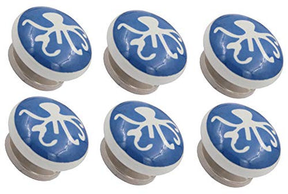 THDC Nautical Drawer Pulls, Drawer Knob, Cabinet Knob, Kitchen Cabinet Pull, Door Knob, Door Pulls (Set of 6) (Nautical Octopus) - color: Blue Octopus
