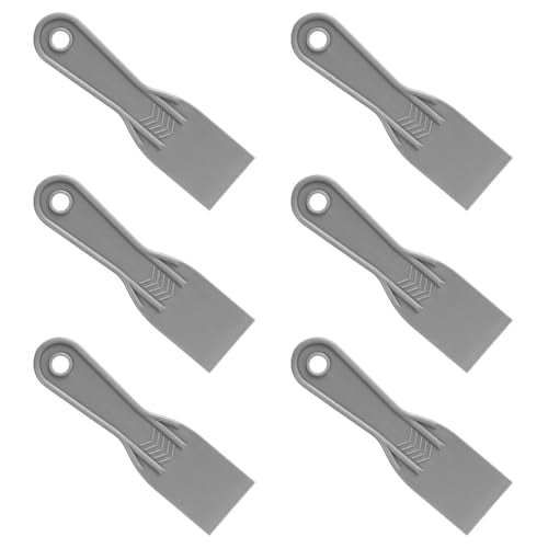 6pcs Plastic Putty Knife, Flexible Putty Scraper Wall Scraper Accessory for Repair Spackling Patching Plastering and Painting(Grey) - color: Grey